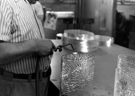 Flame polishing of the hand cut lucite